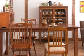 アンティーク家具　和製アンティーク　アンティークリネン座面のシンプルなダイニングチェア(3)