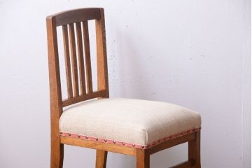 アンティーク家具　和製アンティーク　アンティークリネン座面のシンプルなダイニングチェア(3)