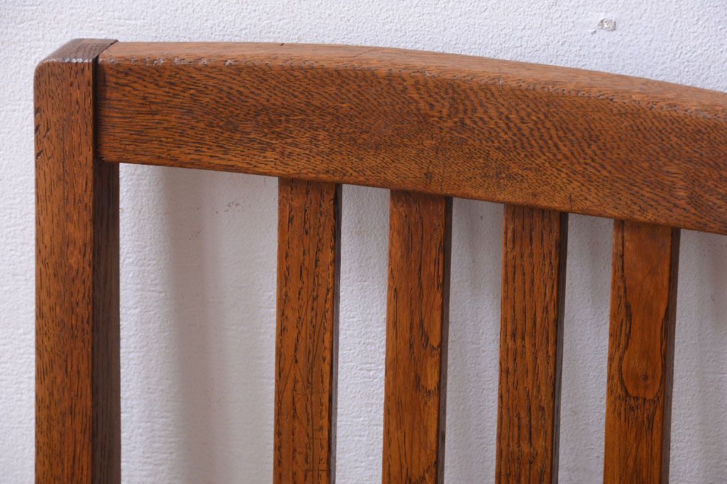 アンティーク家具　和製アンティーク　アンティークリネン座面のシンプルなダイニングチェア(3)