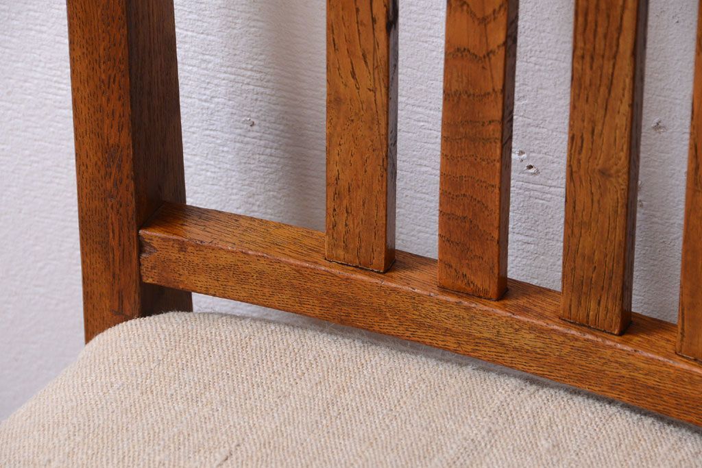 アンティーク家具　和製アンティーク　アンティークリネン座面のシンプルなダイニングチェア(3)