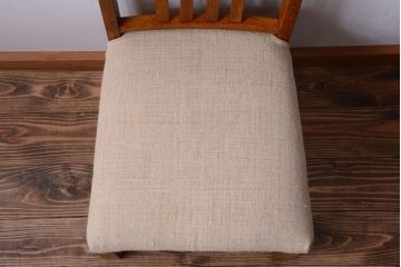 アンティーク家具　和製アンティーク　アンティークリネン座面のシンプルなダイニングチェア(3)