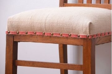 アンティーク家具　和製アンティーク　アンティークリネン座面のシンプルなダイニングチェア(3)