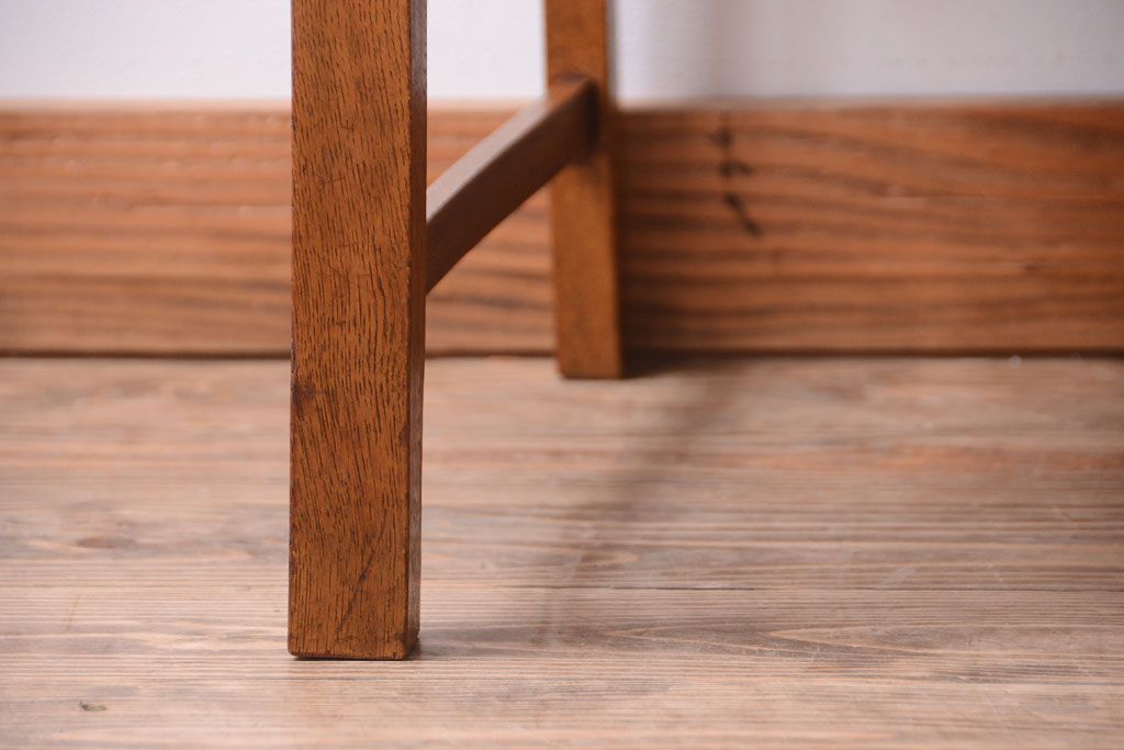 アンティーク家具　和製アンティーク　アンティークリネン座面のシンプルなダイニングチェア(3)