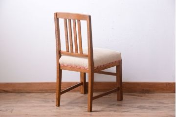 アンティーク家具　和製アンティーク　アンティークリネン座面のシンプルなダイニングチェア(3)