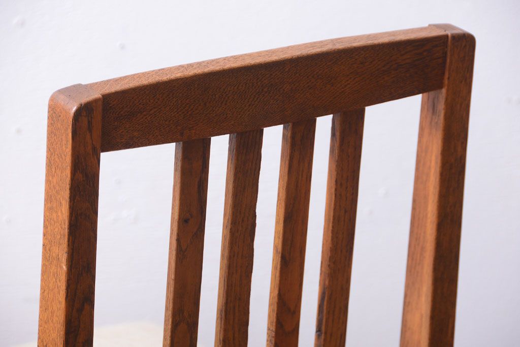 アンティーク家具　和製アンティーク　アンティークリネン座面のシンプルなダイニングチェア(3)