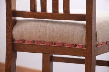 アンティーク家具　和製アンティーク　アンティークリネン座面のシンプルなダイニングチェア(3)