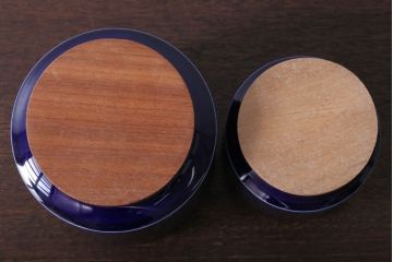 アンティーク雑貨　イギリスビンテージ　HORNSEA(ホーンジー)HEIRLOOM(エアルーム)シリーズMIDNIGHT BLUE(ミッドナイトブルー)キャニスター2点