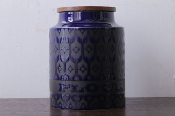 アンティーク雑貨　イギリスビンテージ　HORNSEA(ホーンジー)HEIRLOOM(エアルーム)シリーズMIDNIGHT BLUE(ミッドナイトブルー)キャニスター2点