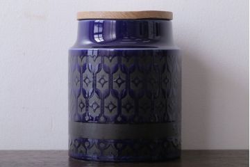 アンティーク雑貨　イギリスビンテージ　HORNSEA(ホーンジー)HEIRLOOM(エアルーム)シリーズMIDNIGHT BLUE(ミッドナイトブルー)キャニスター2点