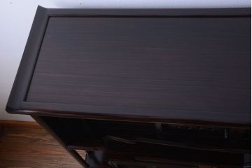 中古　民芸家具　唐木縞黒檀　美しい意匠の上品な高級飾り棚