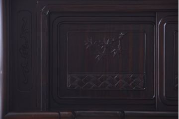 中古　民芸家具　唐木縞黒檀　美しい意匠の上品な高級飾り棚