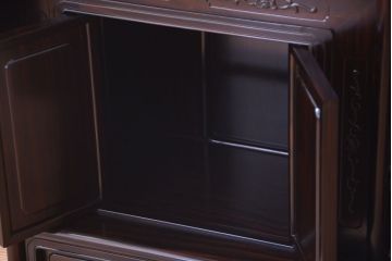 中古　民芸家具　唐木縞黒檀　美しい意匠の上品な高級飾り棚