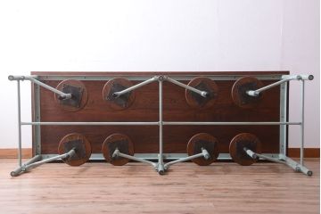 ラフジュ工房オリジナル 8脚格納スツール付き机(テーブル・作業台)