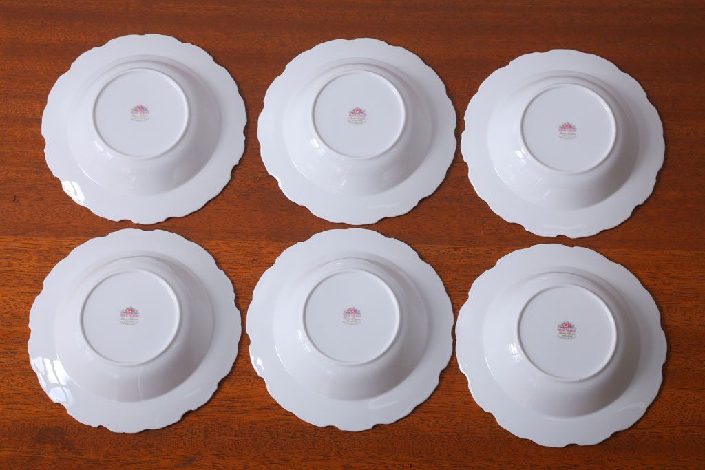アンティーク雑貨　イギリス　Royal Albert(ロイヤルアルバート)　Tranquillity(トランキュリティ)シリーズ　スープ皿6枚(洋食器)