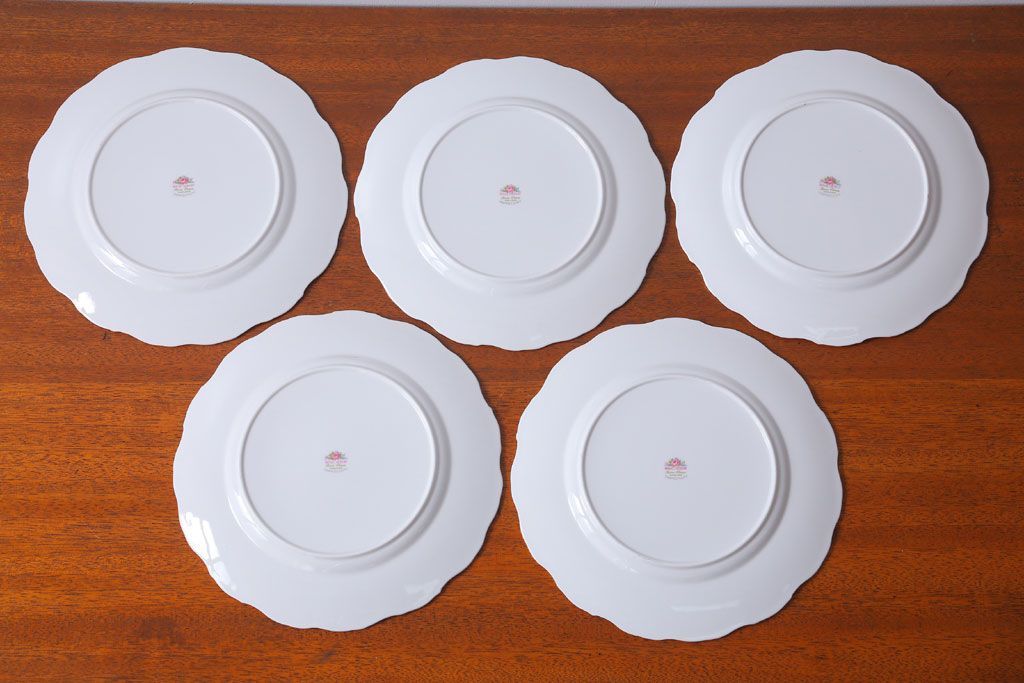 アンティーク雑貨　イギリス　Royal Albert(ロイヤルアルバート)　Tranquillity(トランキュリティ)シリーズ　ディナープレート5枚(洋食器)