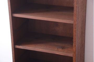 アンティーク家具　アンティーク　引き出し付き!古い木製の縦型飾り棚(本棚)