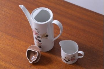 イギリスビンテージ　MYOTT(ミヨット)　Pineconesシリーズ　ティーポット・クリーマー2点(洋食器)