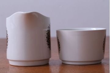 イギリスビンテージ　J&G　MEAKIN(ミーキン)　Inca(インカ)シリーズ　ティーポット・シュガー・クリーマー3点(洋食器)