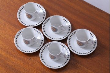 イギリスビンテージ　J&G　MEAKIN(ミーキン)　Inca(インカ)シリーズ　カップ&ソーサー5客(洋食器)