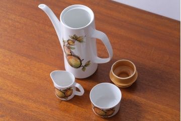 イギリスビンテージ　J&G　MEAKIN(ミーキン)　Eden(エデン)シリーズ　ティーポット・シュガー・ミルク入れ3点(洋食器)