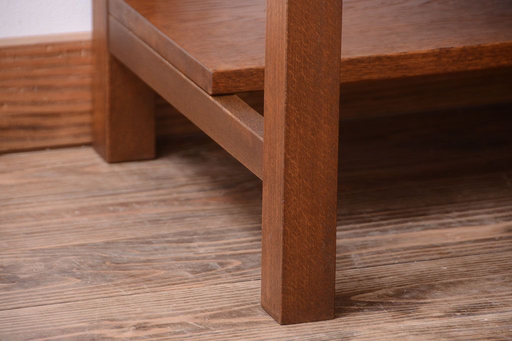 レトロ家具　昭和レトロ　古い木製の高脚付きアンティークキャビネット(収納棚)