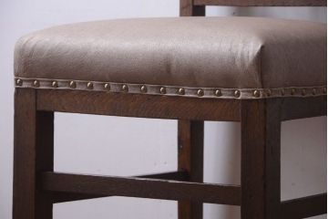 レトロ家具　和製アンティーク　本革座面のレトロなチェア(椅子)