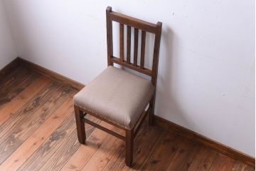 レトロ家具　和製アンティーク　本革座面のレトロなチェア(椅子)