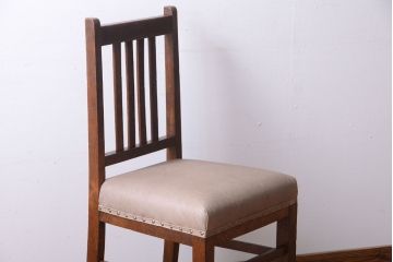レトロ家具　和製アンティーク　本革座面のレトロなチェア(椅子)