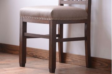 レトロ家具　和製アンティーク　本革座面のレトロなチェア(椅子)