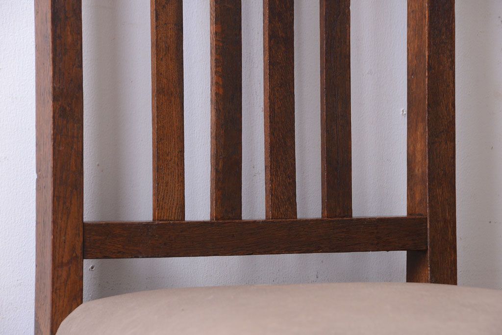 レトロ家具　和製アンティーク　本革座面のレトロなチェア(椅子)