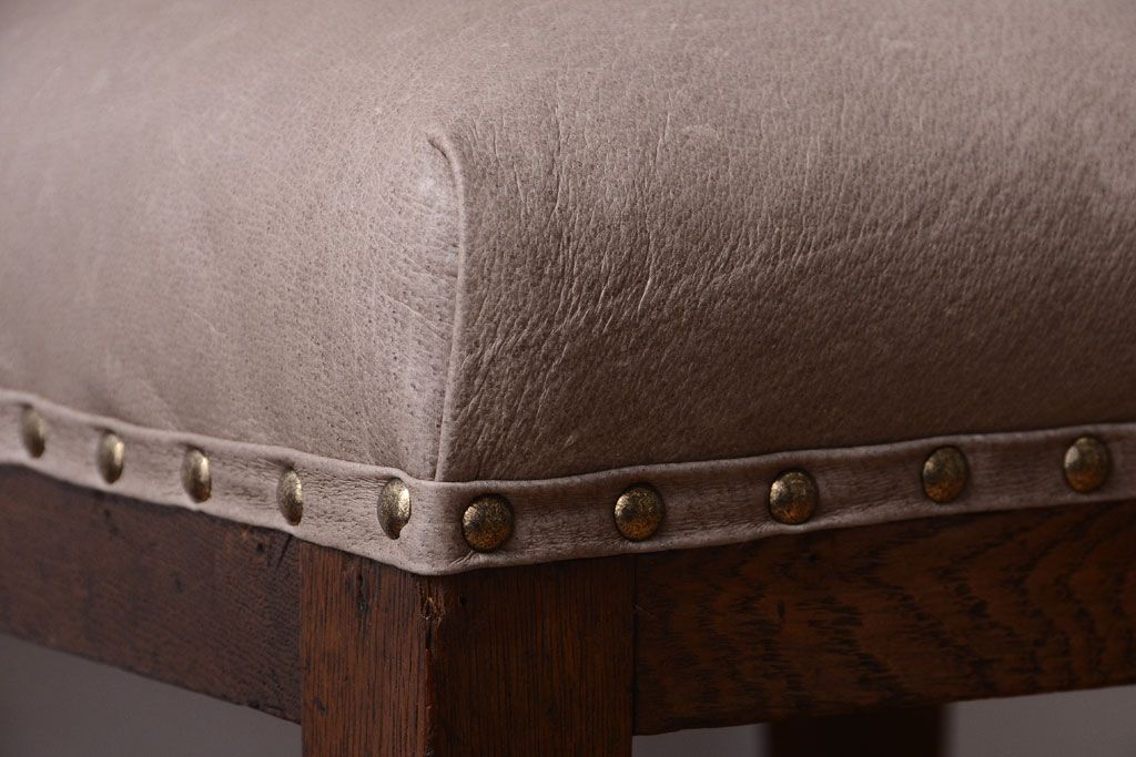 レトロ家具　和製アンティーク　本革座面のレトロなチェア(椅子)