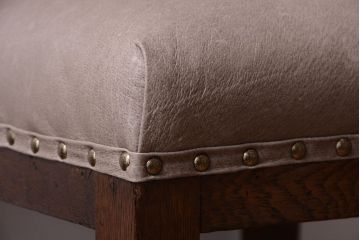 レトロ家具　和製アンティーク　本革座面のレトロなチェア(椅子)