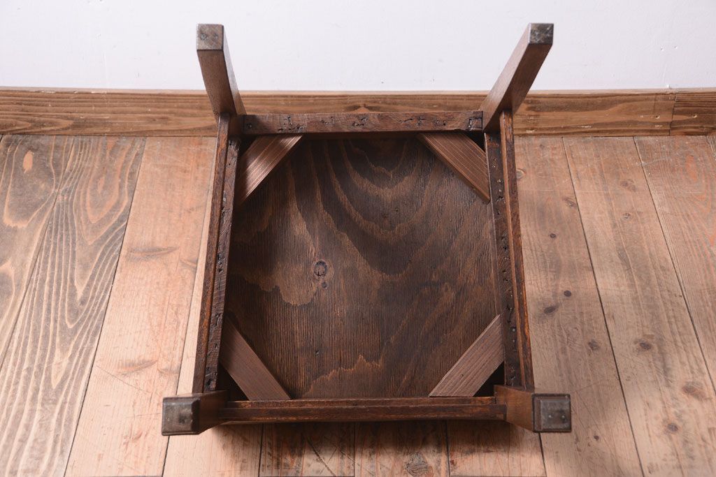 レトロ家具　和製アンティーク　本革座面のレトロなチェア(椅子)