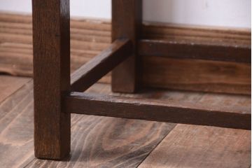 レトロ家具　和製アンティーク　古い木のレトロなクッション座面角スツール(2)