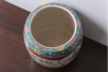 アンティーク雑貨　古民具・骨董　大正〜昭和初期　 十錦手火鉢 (手焙り)(2)