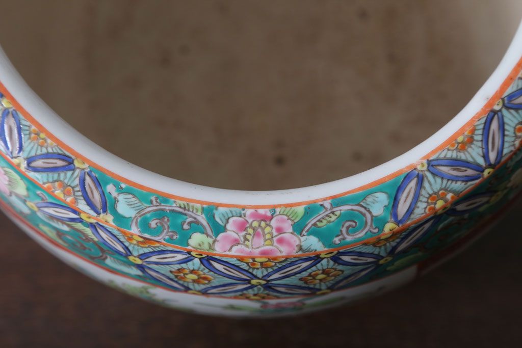 アンティーク雑貨　古民具・骨董　大正〜昭和初期　 十錦手火鉢 (手焙り)(2)