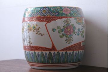 アンティーク雑貨　古民具・骨董　大正〜昭和初期　 十錦手火鉢 (手焙り)(2)