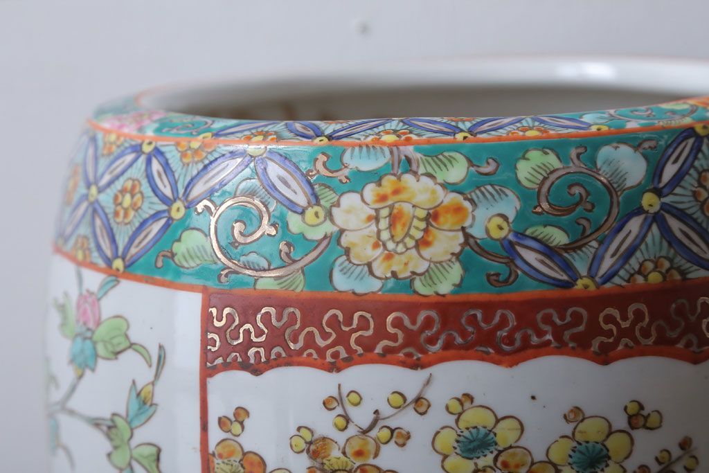 アンティーク雑貨　古民具・骨董　大正〜昭和初期　 十錦手火鉢 (手焙り)(2)