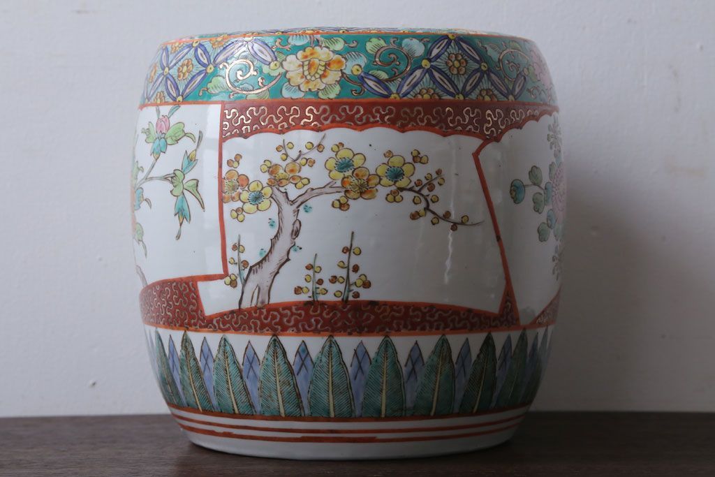 アンティーク雑貨　古民具・骨董　大正〜昭和初期　 十錦手火鉢 (手焙り)(2)