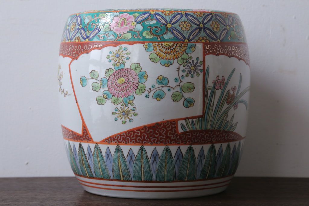 アンティーク雑貨　古民具・骨董　大正〜昭和初期　 十錦手火鉢 (手焙り)(2)