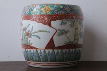 アンティーク雑貨　古民具・骨董　大正〜昭和初期　 十錦手火鉢 (手焙り)(2)