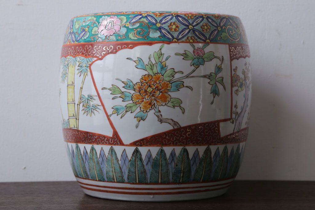 アンティーク雑貨　古民具・骨董　大正〜昭和初期　 十錦手火鉢 (手焙り)(2)