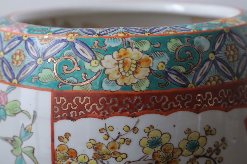 アンティーク雑貨　古民具・骨董　大正〜昭和初期　 十錦手火鉢 (手焙り)(2)