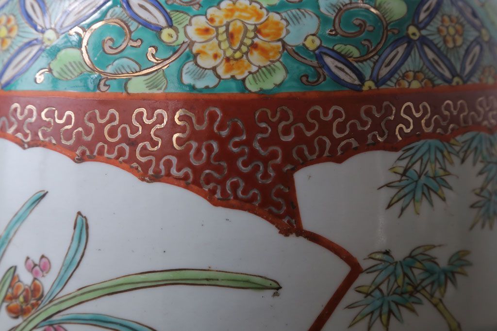 アンティーク雑貨　古民具・骨董　大正〜昭和初期　 十錦手火鉢 (手焙り)(2)