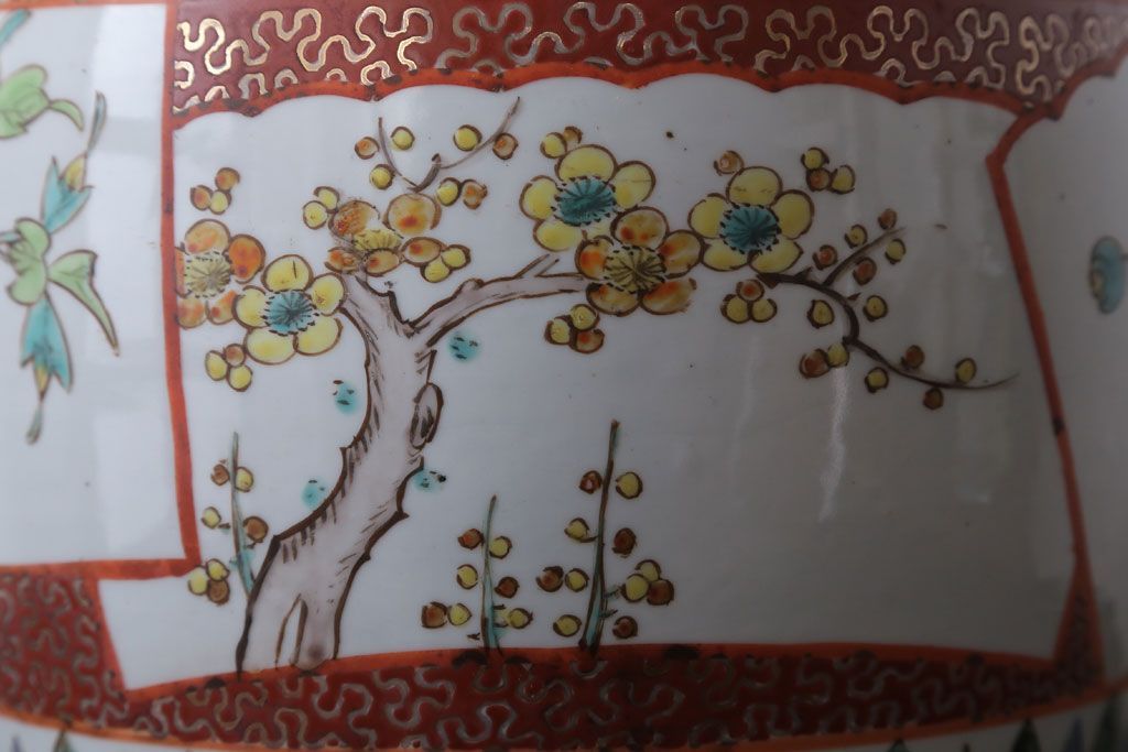 アンティーク雑貨　古民具・骨董　大正〜昭和初期　 十錦手火鉢 (手焙り)(2)