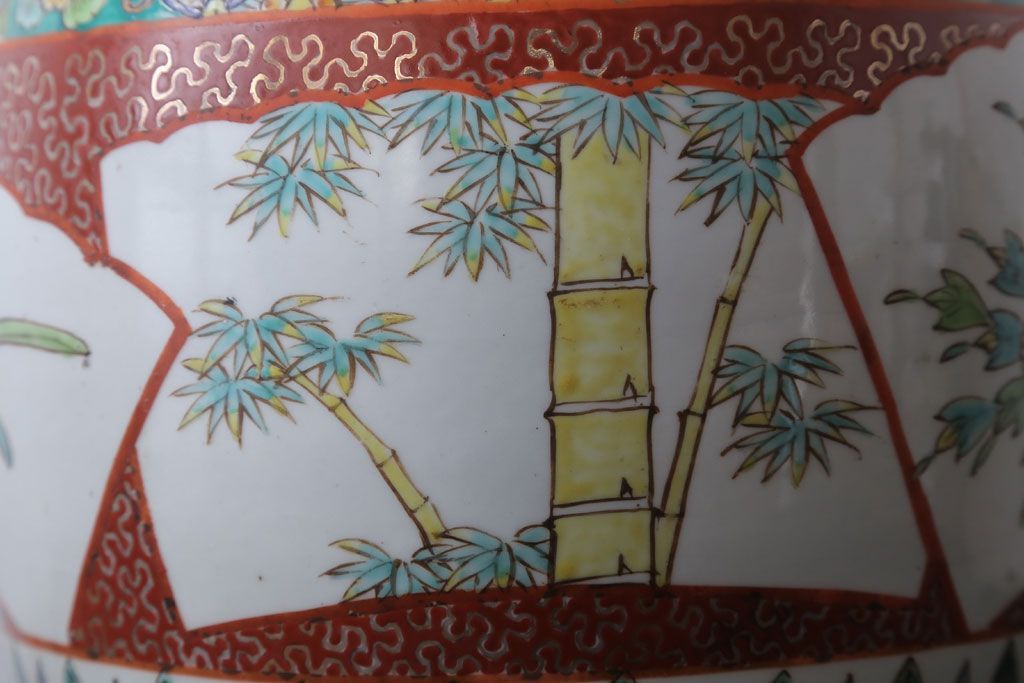 アンティーク雑貨　古民具・骨董　大正〜昭和初期　 十錦手火鉢 (手焙り)(2)