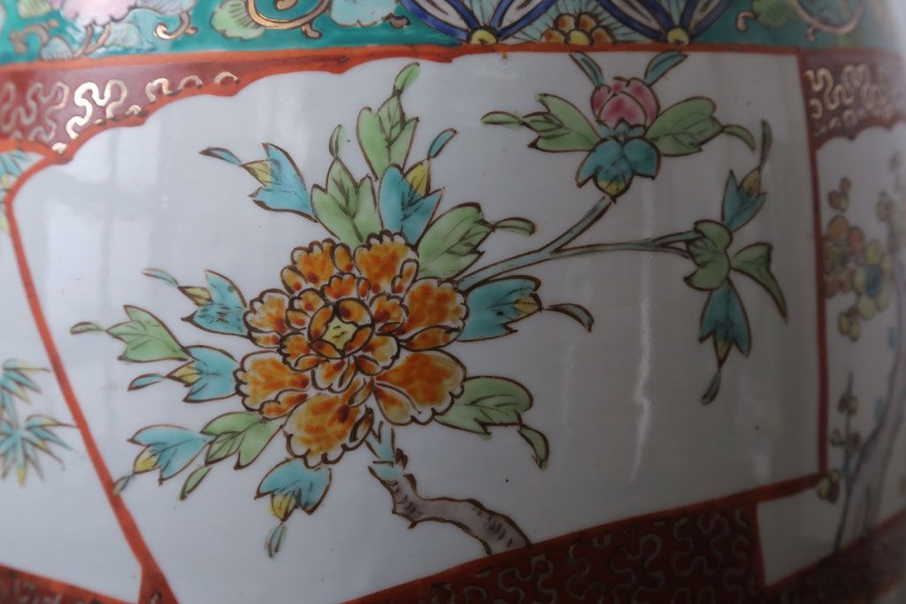 アンティーク雑貨　古民具・骨董　大正〜昭和初期　 十錦手火鉢 (手焙り)(2)