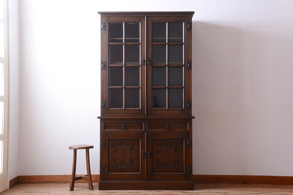 中古　高級品!永田良介商店製　優雅なカップボード(食器棚・収納棚)