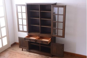 中古　高級品!永田良介商店製　優雅なカップボード(食器棚・収納棚)