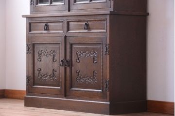 中古　高級品!永田良介商店製　優雅なカップボード(食器棚・収納棚)